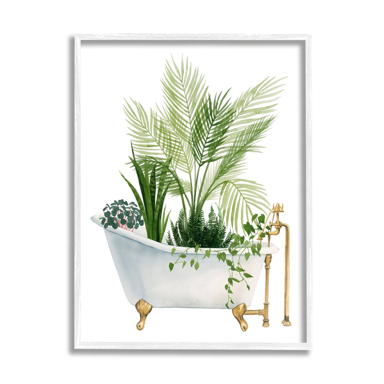 Stupell Industries Various Plants Greenery Vintage Tub Framed Giclee Art